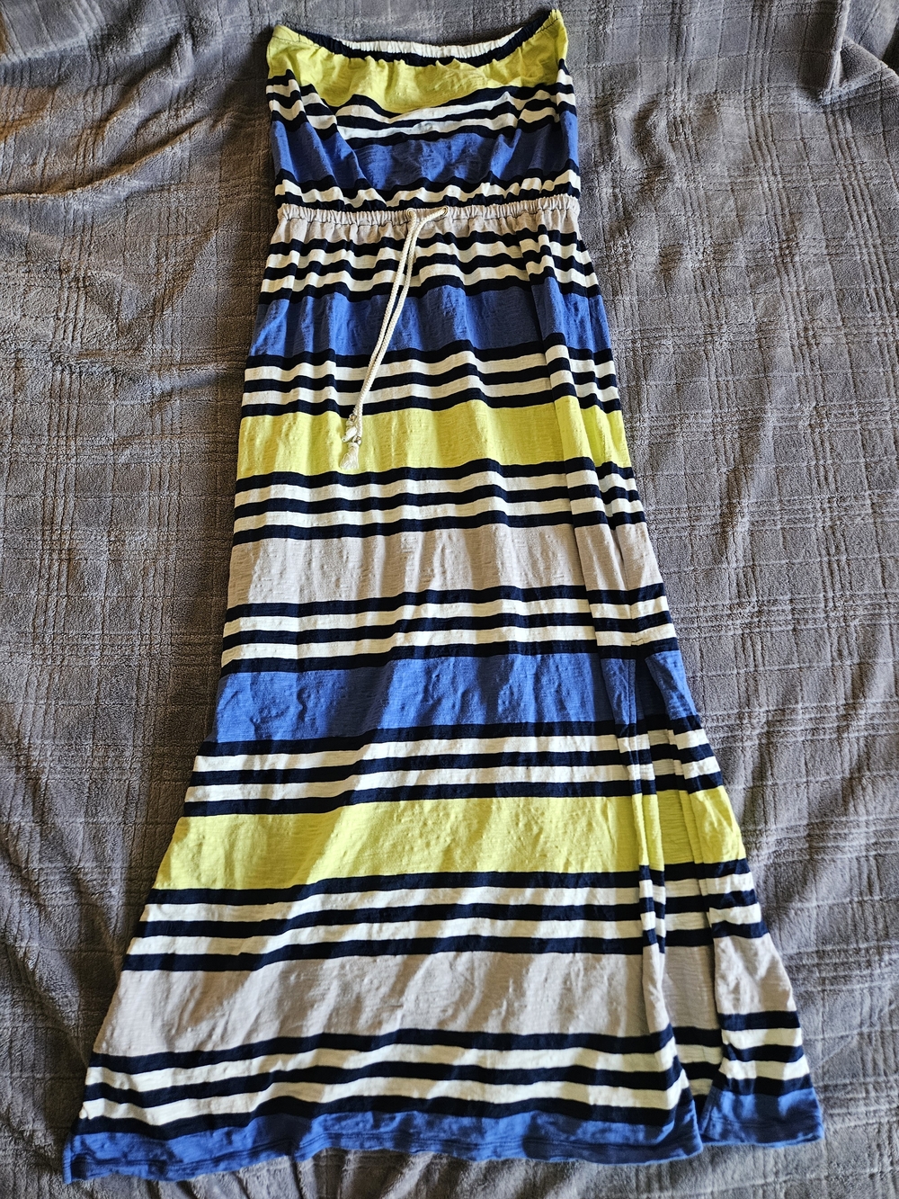 Gap Womans Striped Strapless Maxi Dress in Blue, Yellow & White Size Large